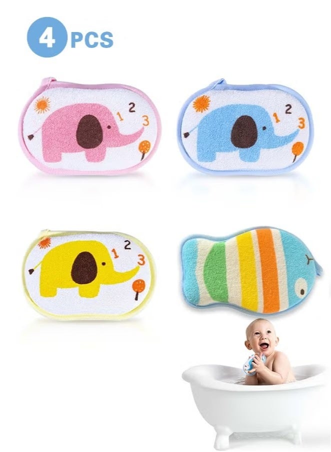 Baby Bath Sponge Soft Foam Scrubber Natural Sponge for Bathing, Shower Scrubber Body Sponge for Kids/Babies/Men/Women, Set of 4 - Image 1