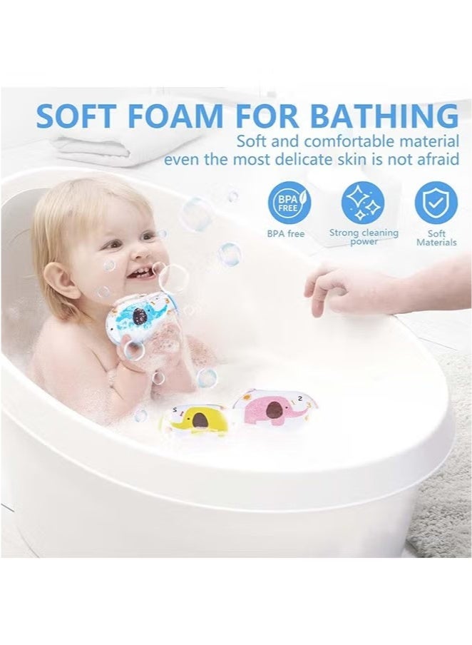 Baby Bath Sponge Soft Foam Scrubber Natural Sponge for Bathing, Shower Scrubber Body Sponge for Kids/Babies/Men/Women, Set of 4 - Image 4