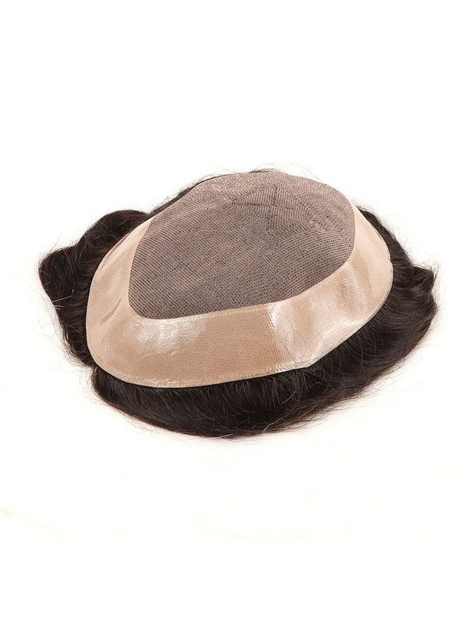 PRAVRAJYA - Australian Hair Patch For Men 100% Human Hair Natural Looking Pu Thin Front Lace Hair System/Patch/Toupee/Wig/Non Surgical Hair Replacement Solution (Brown Hair 8X5) - Image 1