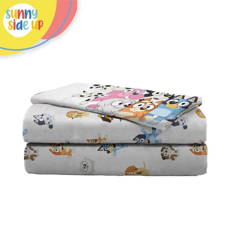 Sunny Side Up Bluey & Friends Twin Sheet Set - 3 Piece Kids Bedding Set Includes Pillow Cover - Super Soft Microfiber Sheets - Image 5