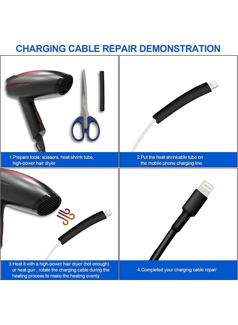 (For iPhone/Android Charging Cable Repair) - Heat Shrink Tube, Phone Charging Cable Sleeve, 2 Longer Lengths (8 Pieces) - Image 4