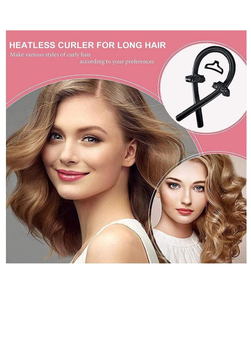 Premify Heatless Hair Curlers for Medium & Long Hair - Hair Curler, Heat Silk Curls Headband, Scrunchies and Hair Clip - Curling Rod, Hair Roller Ribbon for DIY, Hair Styling Tools Heatless (Black)  - Image 3
