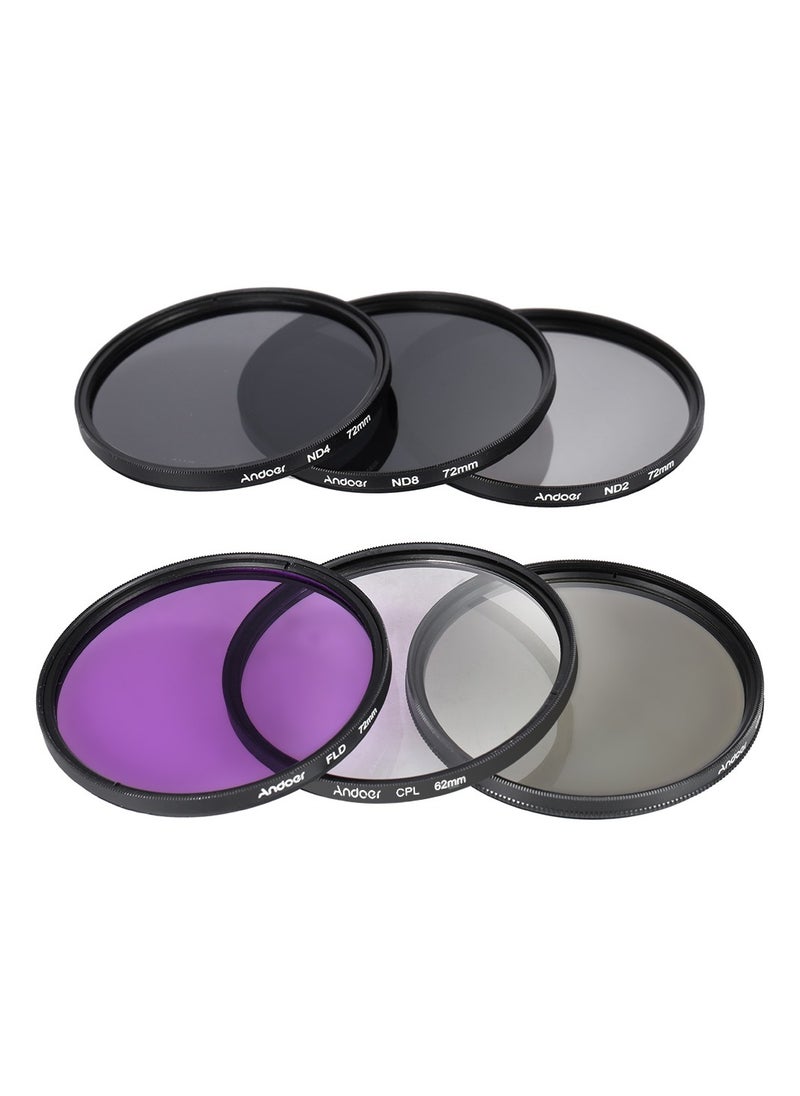 ANDOER Andoer 72mm Lens Filter Kit UV+CPL+FLD+ND(ND2 ND4 ND8) with Carry Pouch / Lens Cap / Lens Cap Holder / Tulip & Rubber Lens Hoods / Cleaning Cloth  - Image 3
