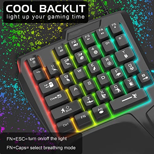 MICROWARE G7 35 Keys One-Handed Gaming Membrane Keyboard Ergonomic One Hand Keypad Keyboard for Laptop Desktop PC Computer PUBG - Image 5
