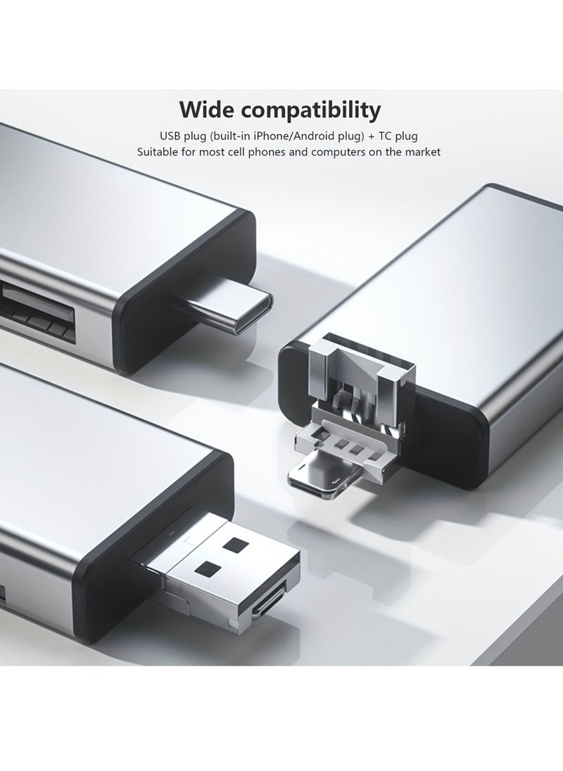 Universal OTG Card Reader - 7-In-1 Multifunctional Adapter with Type C Compatibility - All-in-One Solution for Smart Devices, Digital Cameras - Lightning-fast Data Transfer, Durable Storage Box