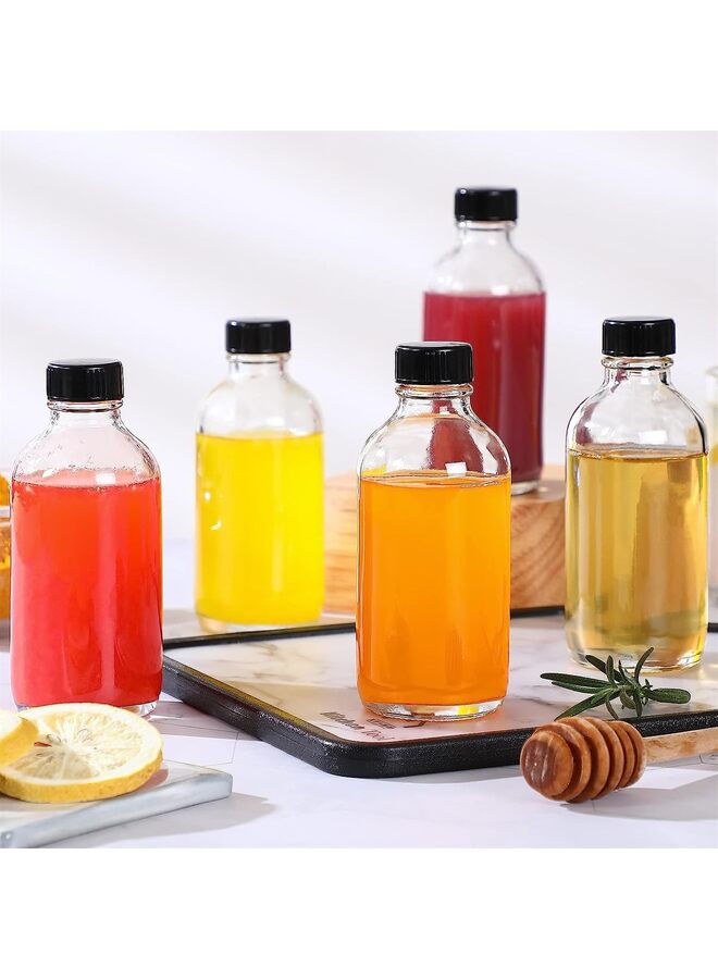 عبوة من 10 زجاجات صغيرة شفافة سعة 4 أونصات مع أغطية و3 قمع من الفولاذ المقاوم للصدأ - زجاجات عينات مستديرة من بوسطن سعة 120 مل للمشروبات والعصير وجرعات الزنجبيل والزيوت والويسكي والسوائل - زجاجة سفر - Image 4