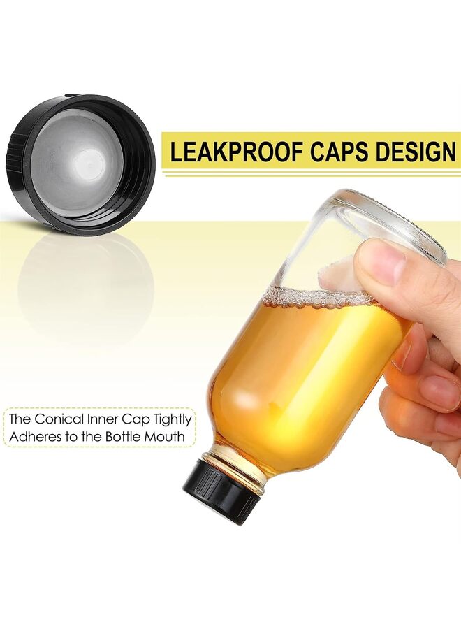 عبوة من 10 زجاجات صغيرة شفافة سعة 4 أونصات مع أغطية و3 قمع من الفولاذ المقاوم للصدأ - زجاجات عينات مستديرة من بوسطن سعة 120 مل للمشروبات والعصير وجرعات الزنجبيل والزيوت والويسكي والسوائل - زجاجة سفر - Image 3