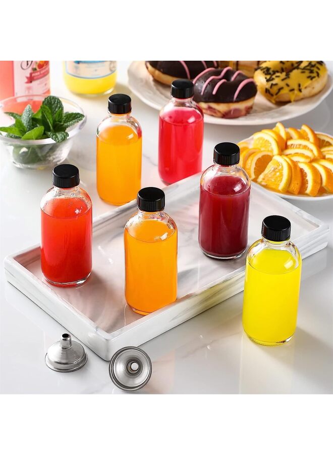 عبوة من 10 زجاجات صغيرة شفافة سعة 4 أونصات مع أغطية و3 قمع من الفولاذ المقاوم للصدأ - زجاجات عينات مستديرة من بوسطن سعة 120 مل للمشروبات والعصير وجرعات الزنجبيل والزيوت والويسكي والسوائل - زجاجة سفر - Image 5