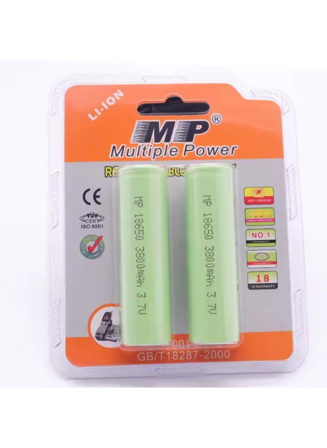 MP 18650 3.7V 3800mAh Li-ion Rechargeable Battery – Flat Top, High Capacity – for Flashlights, Tools, Electronics & More  - Image 4
