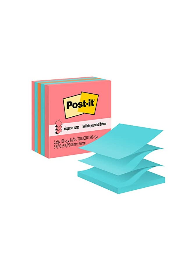 Post-it - Post-it Pop-up Notes, 3x3 in, 5 Pads, America's #1 Favorite Sticky Notes, Assorted Colors, Clean Removal, Recyclable (3301-5AN) - Image 1