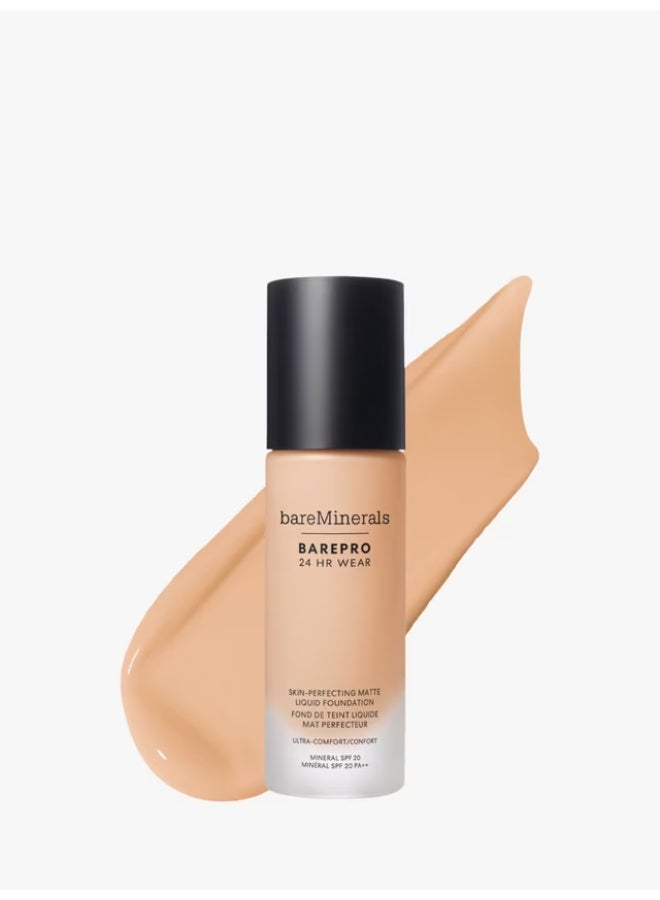 كريم أساس سائل غير لامع من bareMinerals BAREPRO يدوم 24 ساعة، لون معدني فاتح 27 بارد مع عامل حماية من الشمس 20، 30 مل - Image 1