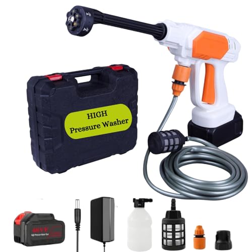 BROGBUS Pumps & Machineries 48V Rechargeable Cordless Most Powerful High Pressure Washer 80-100 Bar with 6-in-1 Adjustable Nozzle with Carry case - Image 1
