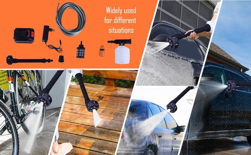 BROGBUS Pumps & Machineries 48V Rechargeable Cordless Most Powerful High Pressure Washer 80-100 Bar with 6-in-1 Adjustable Nozzle with Carry case - Image 3