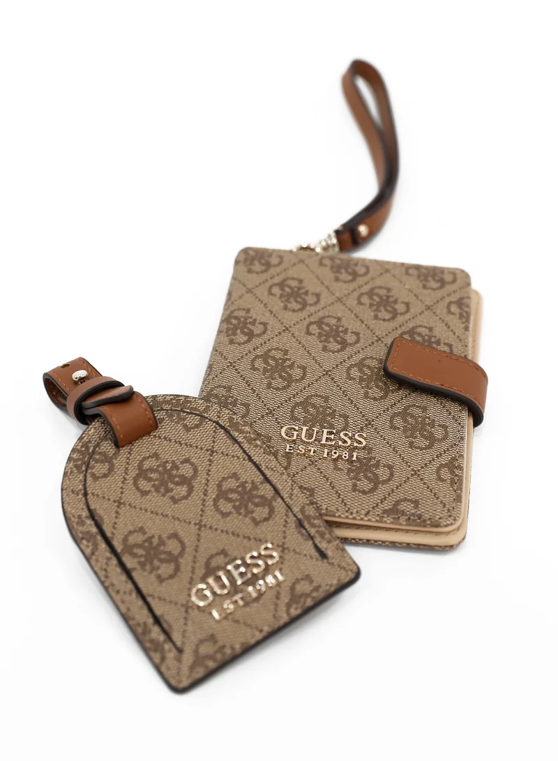 جس طقم محفظة وحامل معصم وبطاقة سفر من الجلد الصناعي بتصميم جيس للنساء