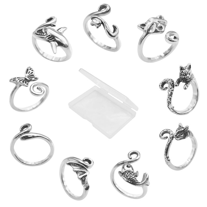 LIQALU Crochet Rings for Finger Crocheting Adjustable Crochet Tension Ring for Finger Crochet Finger Guard Ring Knitting Yarn Tension Ring for Women 9 - Image 3
