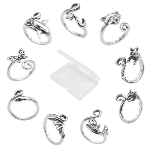 LIQALU Crochet Rings for Finger Crocheting Adjustable Crochet Tension Ring for Finger Crochet Finger Guard Ring Knitting Yarn Tension Ring for Women 9 - Image 1