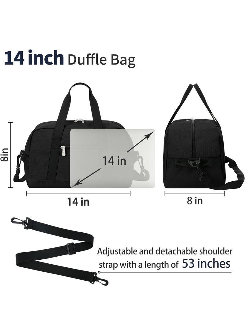Bukela Small Gym Bag 14 inch lightweight Carry On Mini Duffel Bag for Travel Sport - Black, Black, 14inch - Image 4