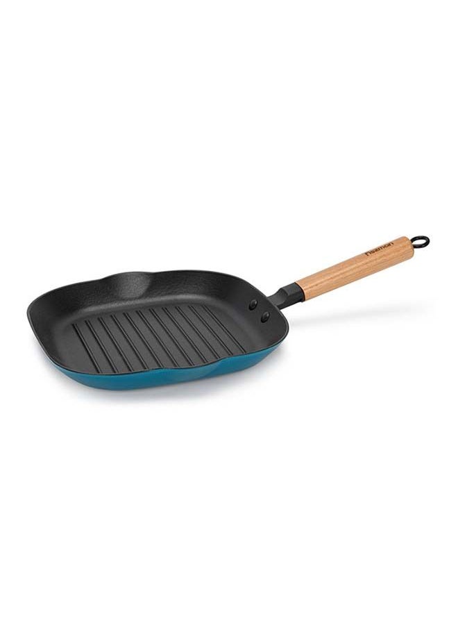 Fissman - Square Grill Pan Cast Iron With Helper Handle Seasoned For Non-Stick Surface Cookware Range  Chef Grill Safe, Kitchen Skillet, For Home or Restaurant with Easy Grease Drain Spout, Great Grilling 24cm - Image 1