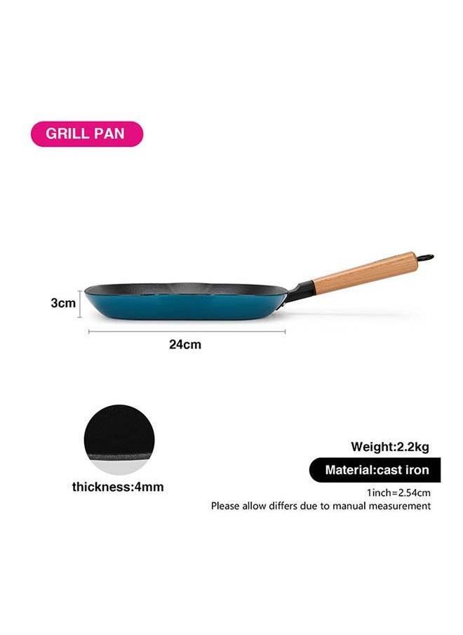 Fissman - Square Grill Pan Cast Iron With Helper Handle Seasoned For Non-Stick Surface Cookware Range  Chef Grill Safe, Kitchen Skillet, For Home or Restaurant with Easy Grease Drain Spout, Great Grilling 24cm - Image 1