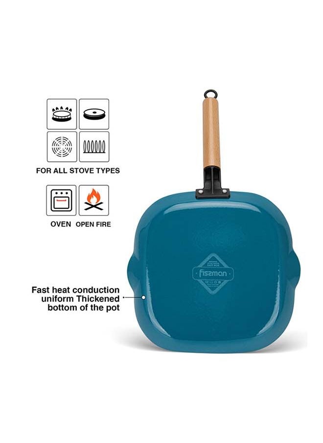 Fissman - Square Grill Pan Cast Iron With Helper Handle Seasoned For Non-Stick Surface Cookware Range  Chef Grill Safe, Kitchen Skillet, For Home or Restaurant with Easy Grease Drain Spout, Great Grilling 24cm - Image 1