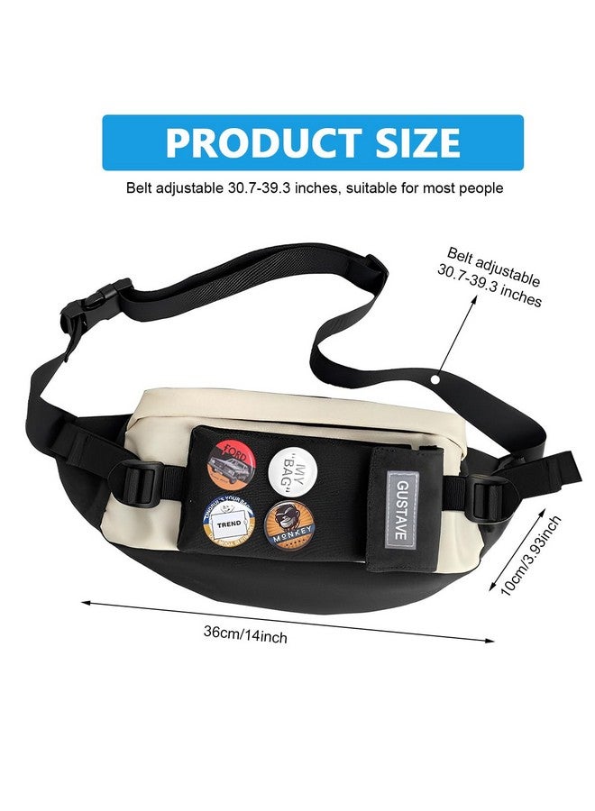 GUSTAVE® Waist Bags for Men Women with 4 Badges for decoration and Adjustable Strap, Waterproof Sling Bag Creative Stylish Sport Chest Bag Waist Pack for Hiking Travel Camping Running Sports - Image 3