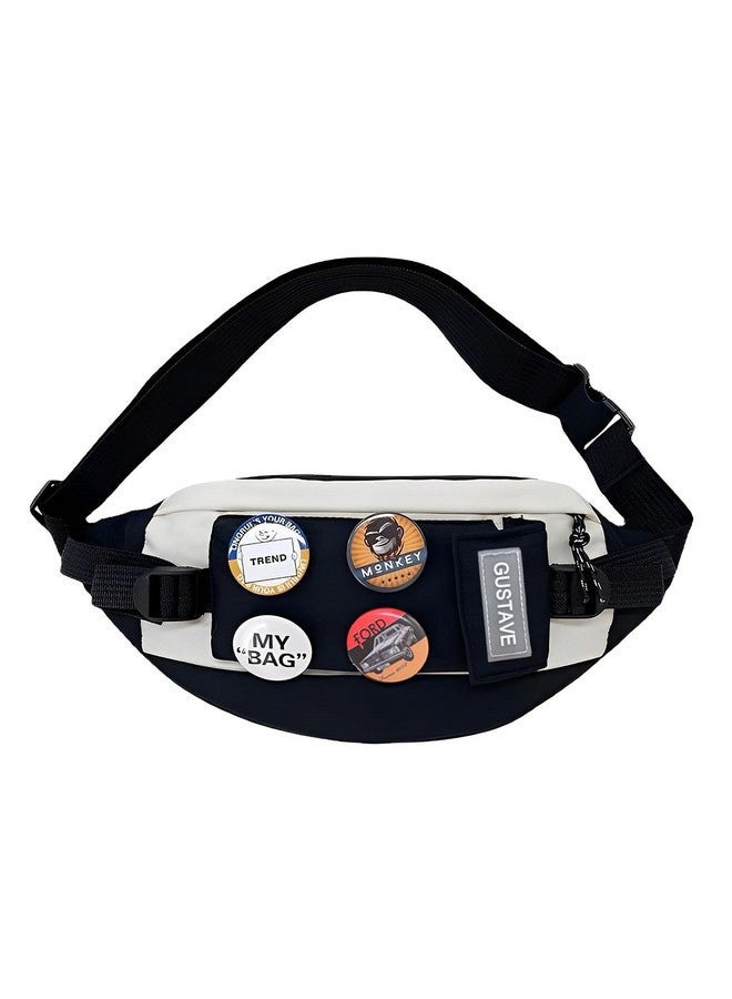 GUSTAVE® Waist Bags for Men Women with 4 Badges for decoration and Adjustable Strap, Waterproof Sling Bag Creative Stylish Sport Chest Bag Waist Pack for Hiking Travel Camping Running Sports - Image 1