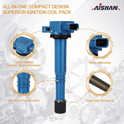 AISHAN Set of 4 Ignition Coil Pack Compatible with Honda 2003-2007 Accord,2002-2011 Civic,2002-2009 CRV,2003-2011 Element, 2002-2006 Acura RSX & More| Replace# UF311 - Image 3