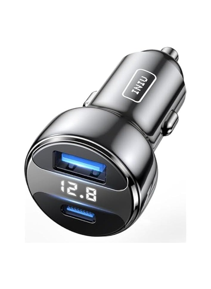 Car Charger USB C, INIU 66W Total Car Charger Fast Charging, All-Metal Mini 3A PD QC3.0 Dual Port [USB C+USB A] Car Adapter