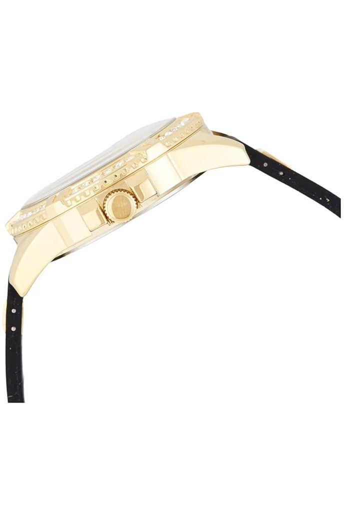 GUESS Gold-Tone Stainless Steel Crystal Encrusted Dial with Black Stain Resistant Silicone Watch - Image 3