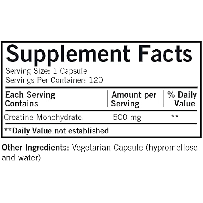 Kirkman Creatine 500 mg - Hypoallergenic | 120 Vegetarian Capsules | Amino Acid - Image 2