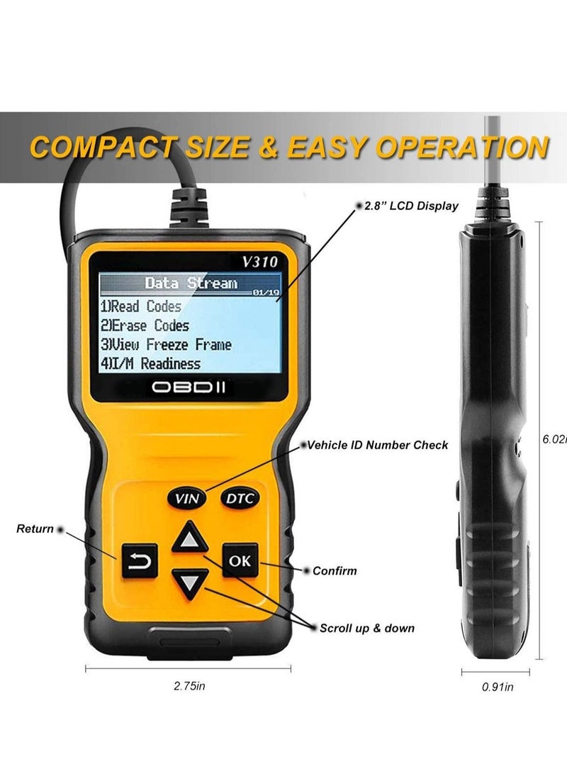 UNIVERSAL OBD2 Scanner Code Reader for Car Check Engine, Automotive CAN Diagnostic Tool, Read and Erase Fault Codes, Check Emission Monitor Status, Universal for All OBD II Protocol Cars After 1996 - Image 4