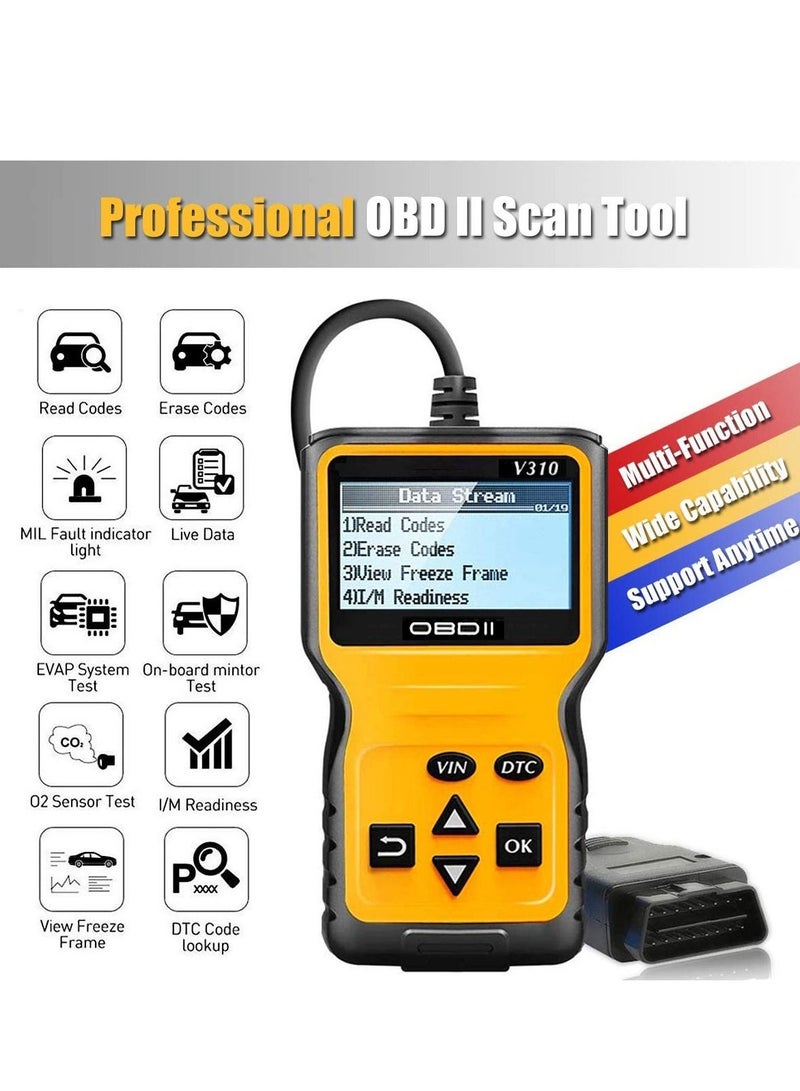 UNIVERSAL OBD2 Scanner Code Reader for Car Check Engine, Automotive CAN Diagnostic Tool, Read and Erase Fault Codes, Check Emission Monitor Status, Universal for All OBD II Protocol Cars After 1996 - Image 2