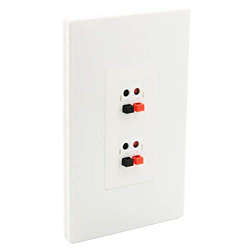 DIYTECH Premium 2 Speaker Wall Plate, Speaker Plug, Supports 2 Speaker Configurations, Speaker Port for Wall Speaker Wire, Speaker Wire in Wall, Wire Wall Plate - 1 Gang Screwless - Image 2