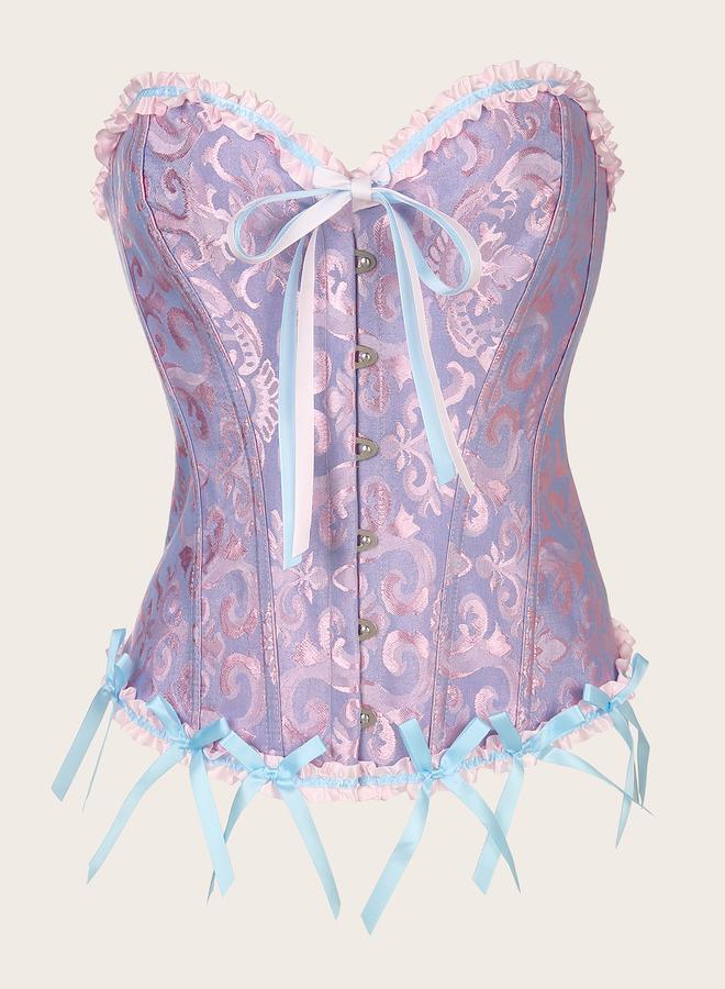 Take Two Jacquard Body Corset Shaping Top with Bow Detail - Image 3