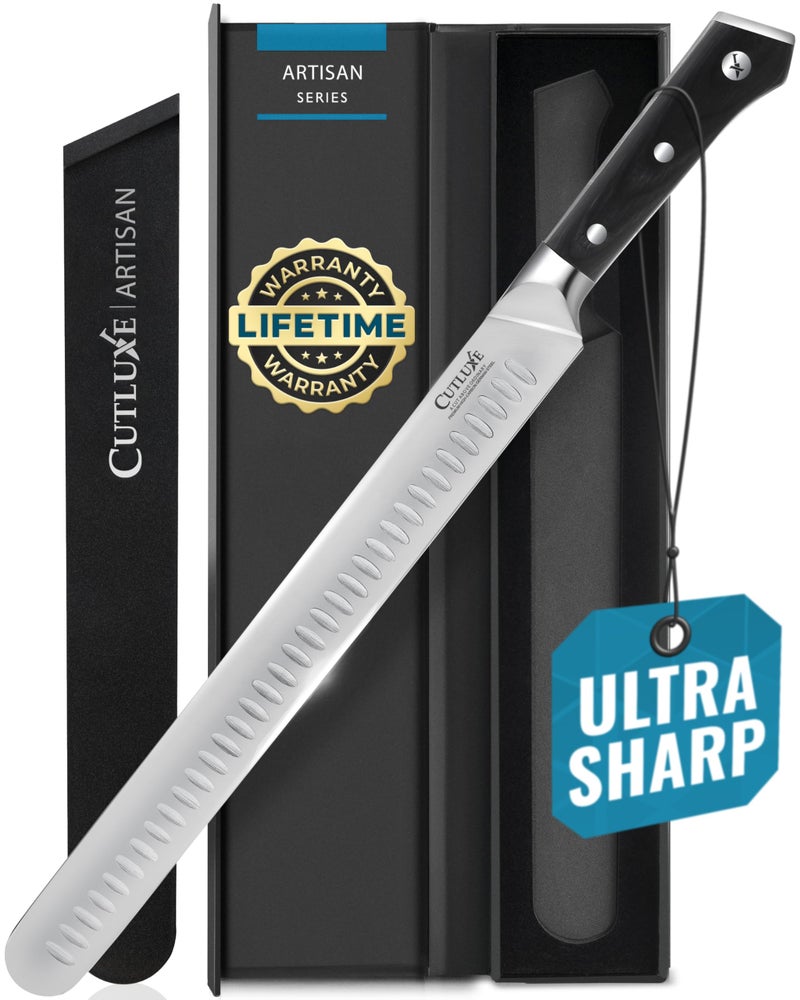 Cutluxe Slicing Carving Knife – 12" Brisket Knife, Meat Cutting and BBQ Knife – Razor Sharp German Steel, Sheath Included, Full Tang, Ergonomic Handle Design – Artisan Series - Image 1