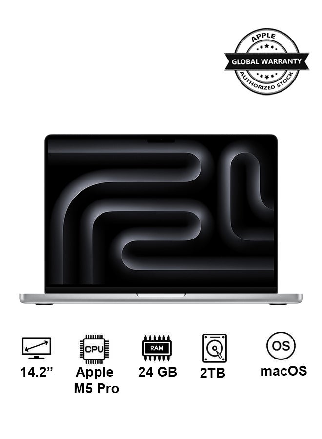 New 2026 MacBook Pro MJLV4 | 14.2 Inch Display | Apple M5 Pro Chip12-Core CPU 16-Core GPU | 24GB RAM | 2TB SSD | macOS | English Keyboard | Silver