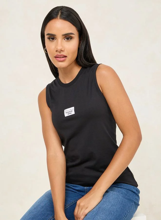 Styli Regular Fit Believe in Tomorrow Badge Slogan Tank