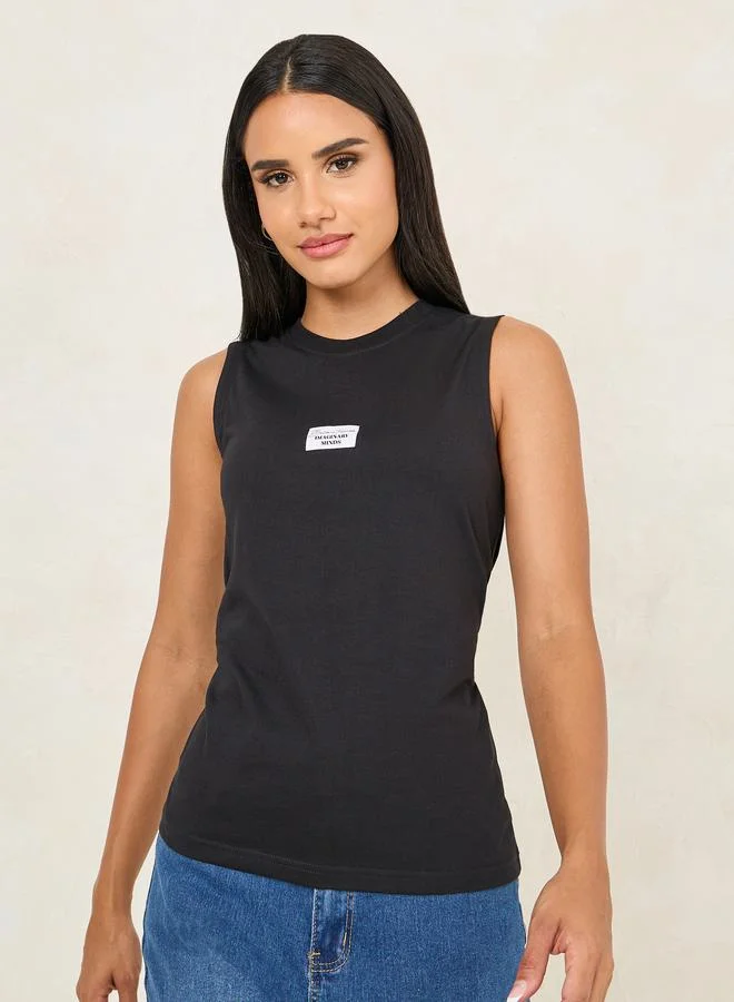 Styli Regular Fit Believe in Tomorrow Badge Slogan Tank