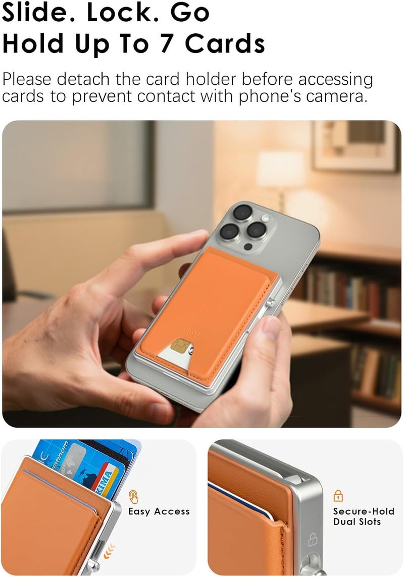 DANCESOUL لمحفظة MagSafe، حامل بطاقات قوي مغناطيسي بسعة 7 بطاقات مع حامل، بطاقات منبثقة، حجب RFID، جلد معدني، محفظة سفر فائقة النحافة لأجهزة iPhone 16 15 14 13 12 وأندرويد، هدايا للرجال والنساء (بني) - Image 2