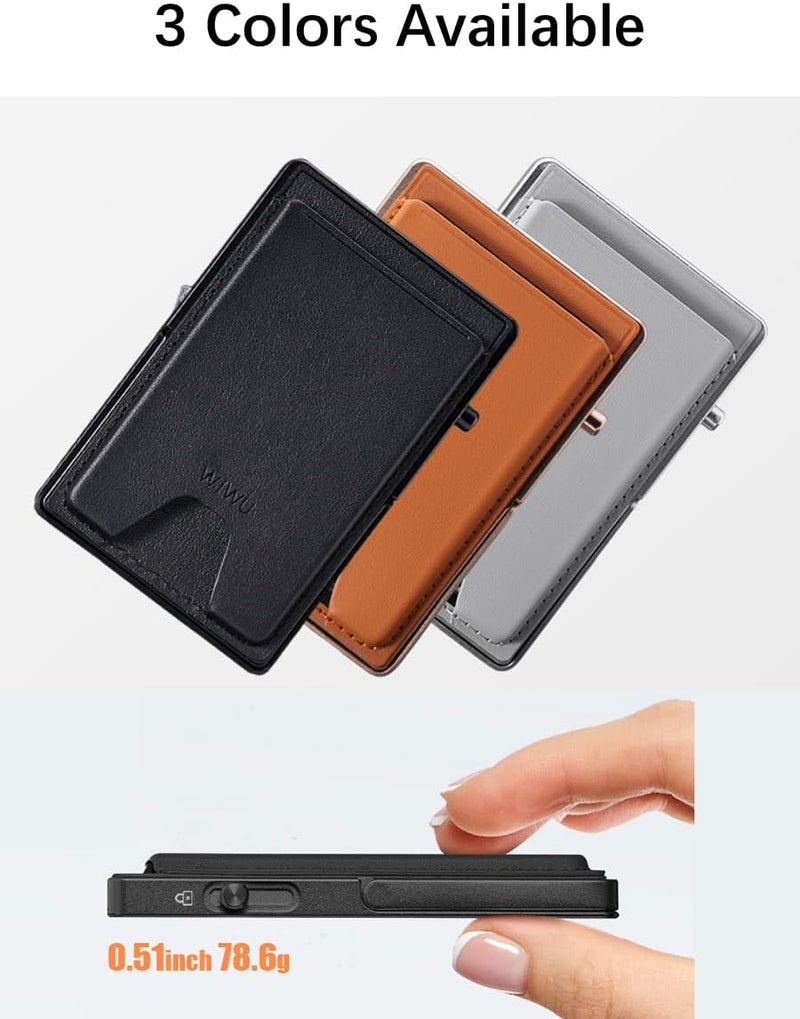 DANCESOUL لمحفظة MagSafe، حامل بطاقات قوي مغناطيسي بسعة 7 بطاقات مع حامل، بطاقات منبثقة، حجب RFID، جلد معدني، محفظة سفر فائقة النحافة لأجهزة iPhone 16 15 14 13 12 وأندرويد، هدايا للرجال والنساء (بني) - Image 4