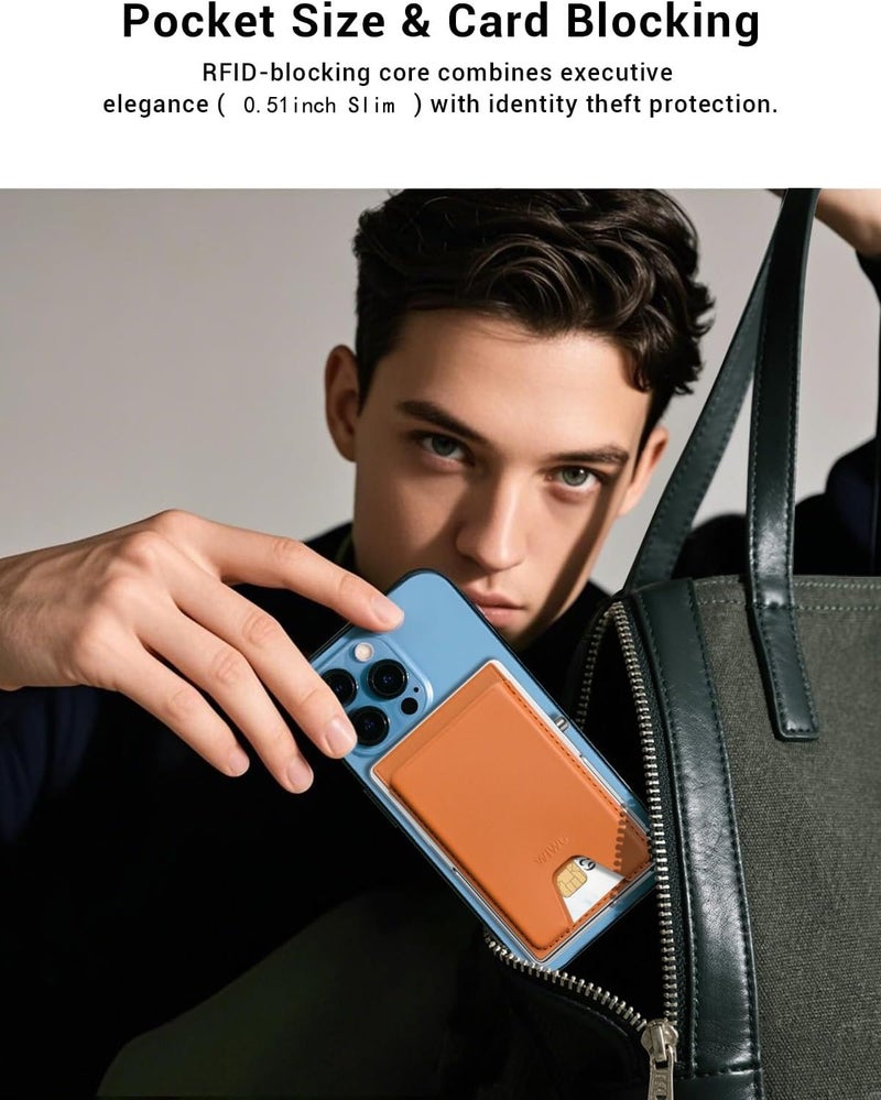 DANCESOUL لمحفظة MagSafe، حامل بطاقات قوي مغناطيسي بسعة 7 بطاقات مع حامل، بطاقات منبثقة، حجب RFID، جلد معدني، محفظة سفر فائقة النحافة لأجهزة iPhone 16 15 14 13 12 وأندرويد، هدايا للرجال والنساء (بني) - Image 5