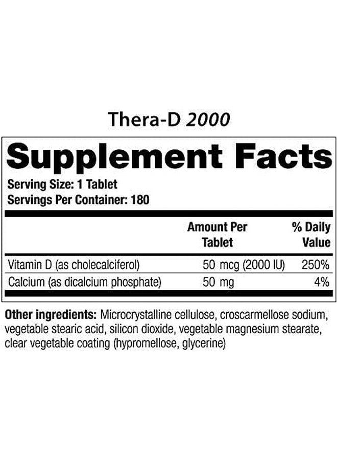 Theralogix Therad 2000 Vitamin D Supplement ; 2000 Iu Vitamin D3 Tablets ; 180 Day Supply ; Made In The Usa - Image 3