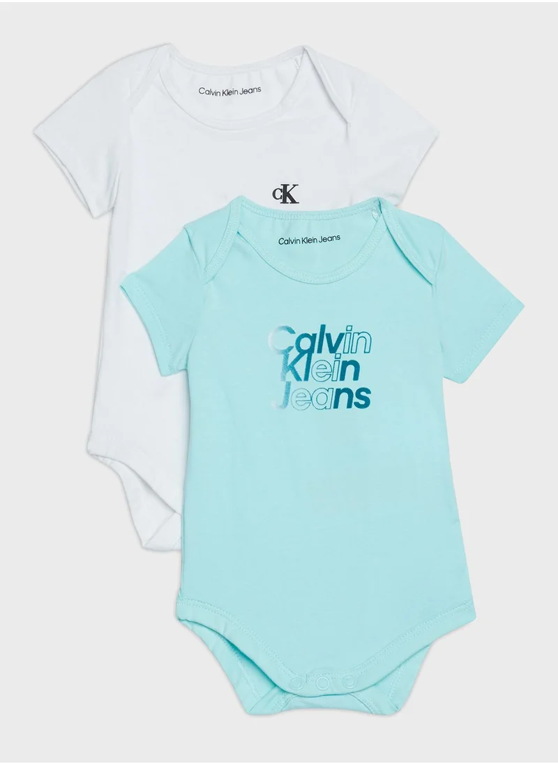 Calvin Klein Jeans Kids 2 Pack Logo Bodysuit