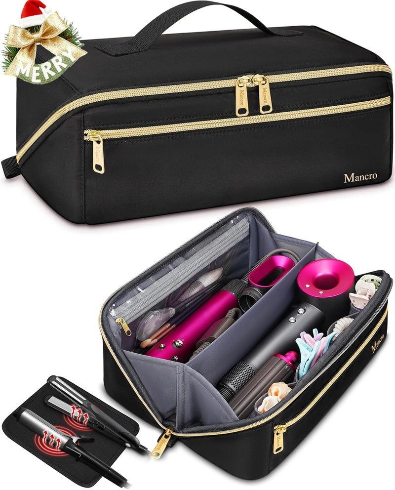 Mancro Hair Tools Travel Bag Compatible with Shark Flexstyle, Wide-open Hot Hair Tool Organizer with Separate Heat Resistant Mat, Hair Accessories Organizer for Straighteners, Curling Iron - Image 1