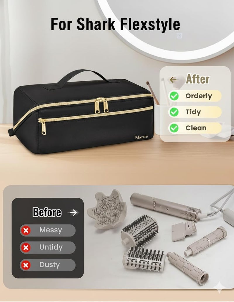 Mancro Hair Tools Travel Bag Compatible with Shark Flexstyle, Wide-open Hot Hair Tool Organizer with Separate Heat Resistant Mat, Hair Accessories Organizer for Straighteners, Curling Iron - Image 5