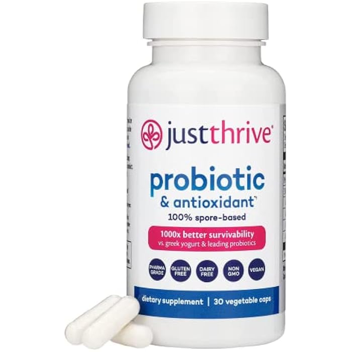 Just Thrive Probiotic & Antioxidant Supplement - 100% Spore-Based Digestive and Immune Support - Gluten Free, 30 Caps - Image 1