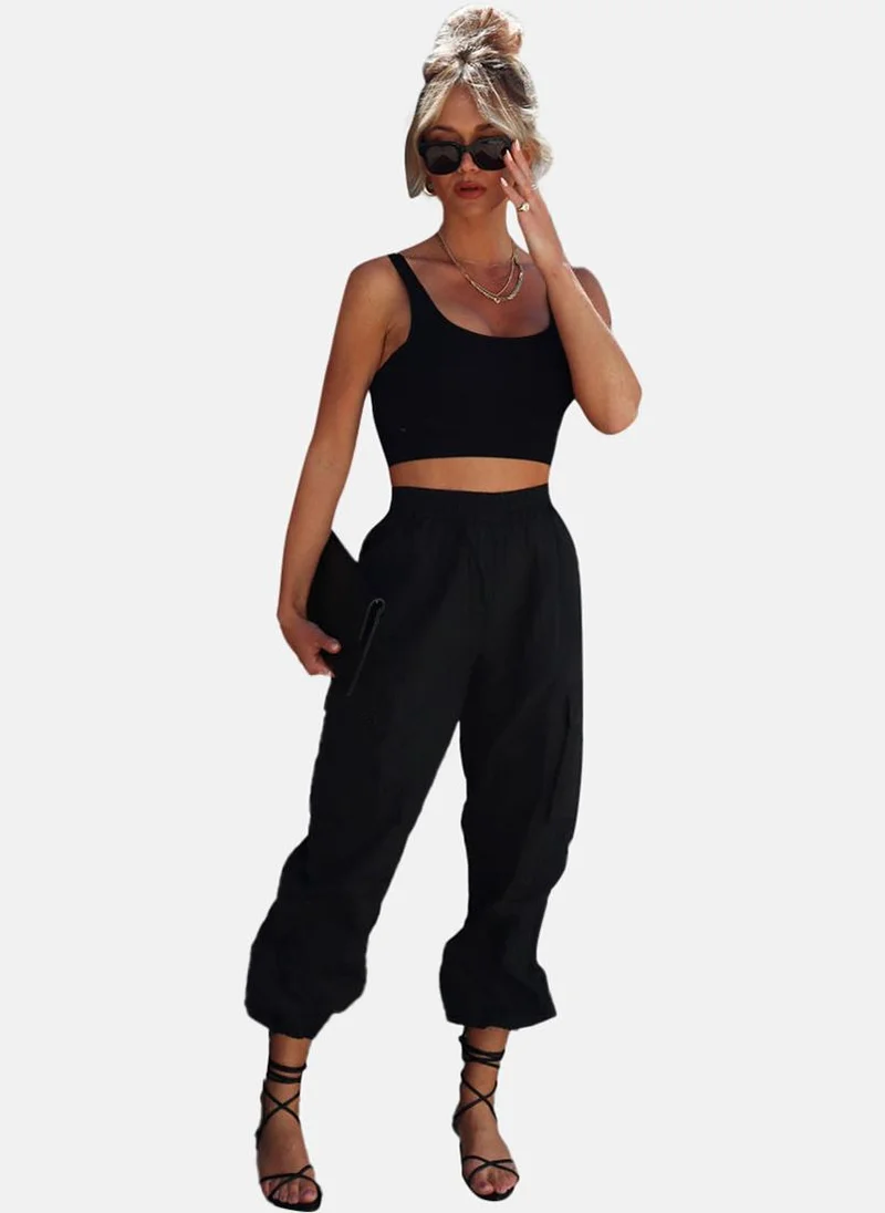 YUNIQEE Black High Rise Jogger Trousers