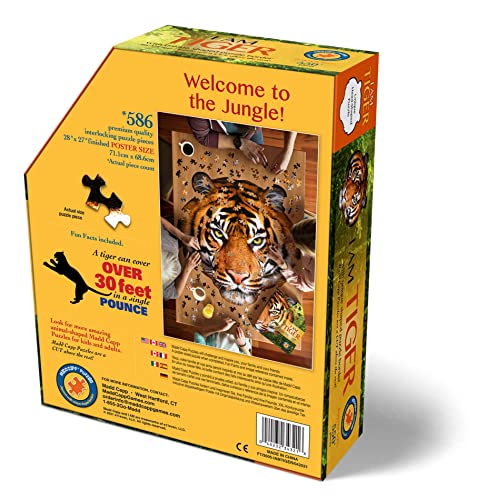 Madd Capp TIGER 550 Piece Jigsaw Puzzle For Ages 10 and up - 3005 - Unique Animal-Shaped Border, Poster Size, Challenging Random Cut, Five-Sided Box Fits on Bookshelf, Includes Educational Fun Facts - Image 3
