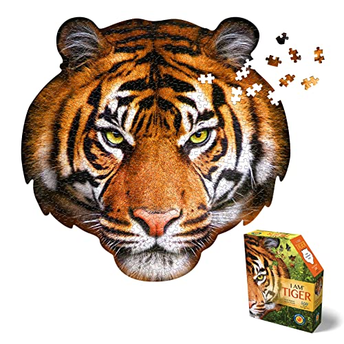 Madd Capp TIGER 550 Piece Jigsaw Puzzle For Ages 10 and up - 3005 - Unique Animal-Shaped Border, Poster Size, Challenging Random Cut, Five-Sided Box Fits on Bookshelf, Includes Educational Fun Facts - Image 5