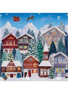 Galison Yuletide Village 500 Piece Puzzle from Galison - Featuring Colorful and Charming Illustrations of a Festive Winter Village, 20" x 20", Makes a Wonderful